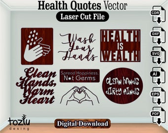 Health Quotes Wall Decor Laser Cut Vector Svg Cdr Dxf