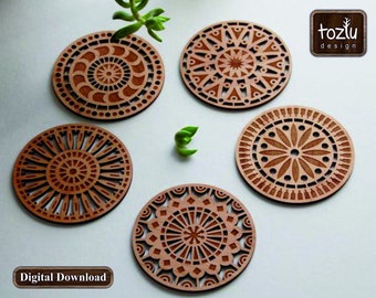 Coaster Laser Coaster Glowforge Vector File Svg Dxf Cdr Ai Pdf