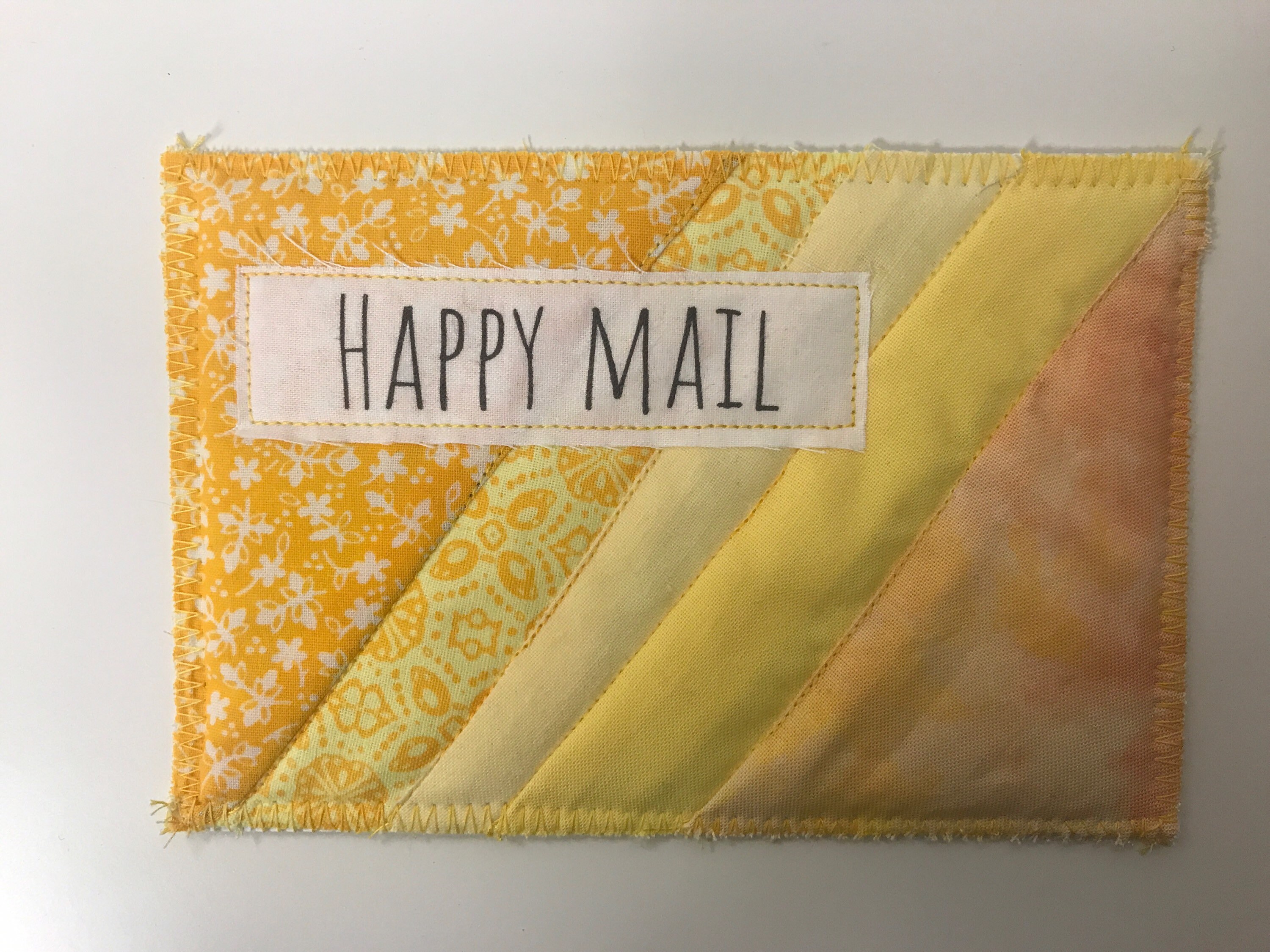 Quilted postcard fabric postcard happy mail greeting Etsy