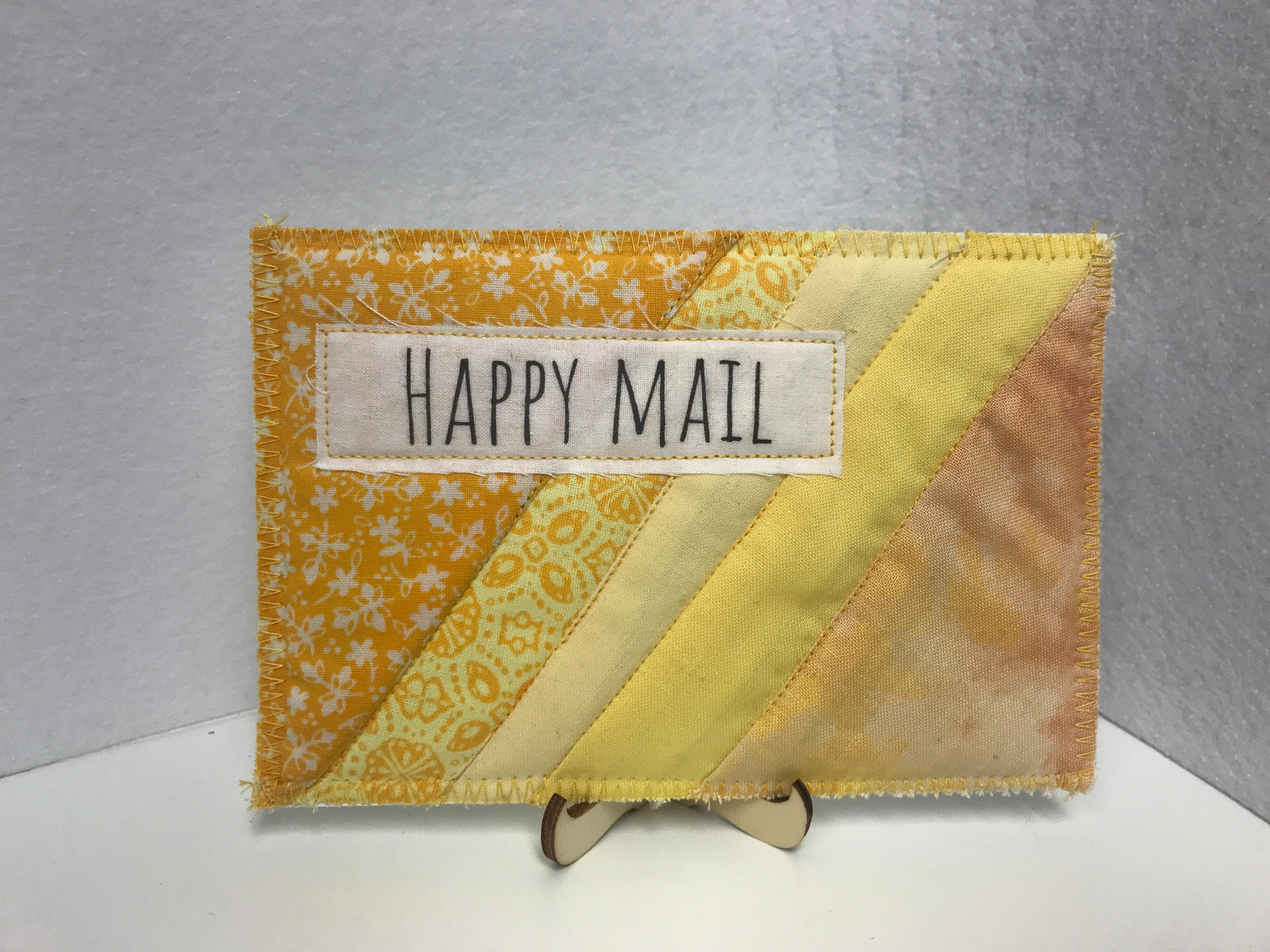 Quilted postcard fabric postcard happy mail greeting Etsy