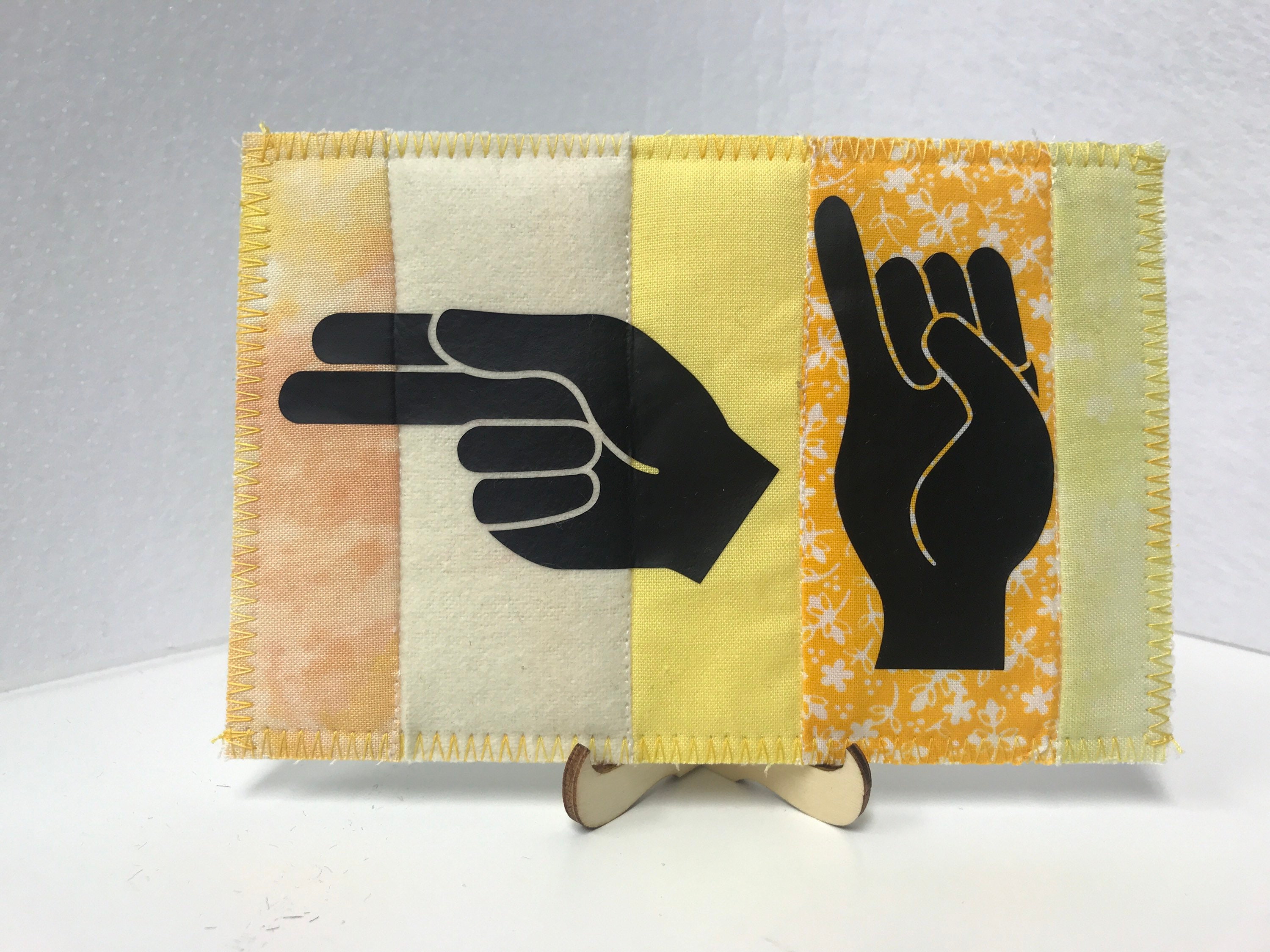 ASL sign fabric postcard quilted postcard hi Etsy