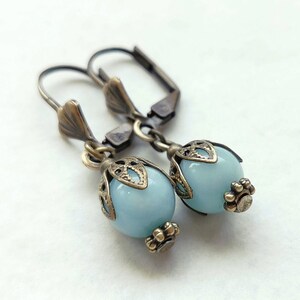 Retro Blue Natural Stone Earrings main image 1