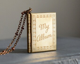 Vintage locket, Photo album locket, Book  locket, jewelry, Rare vintage locket, Gift for mom, Gift for sister