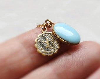 Custom  Zodiac locket, Tiny constellation necklace, Astrology jewelry, Gift for friend, Birthday gift, Anniversary gift, Blue locket