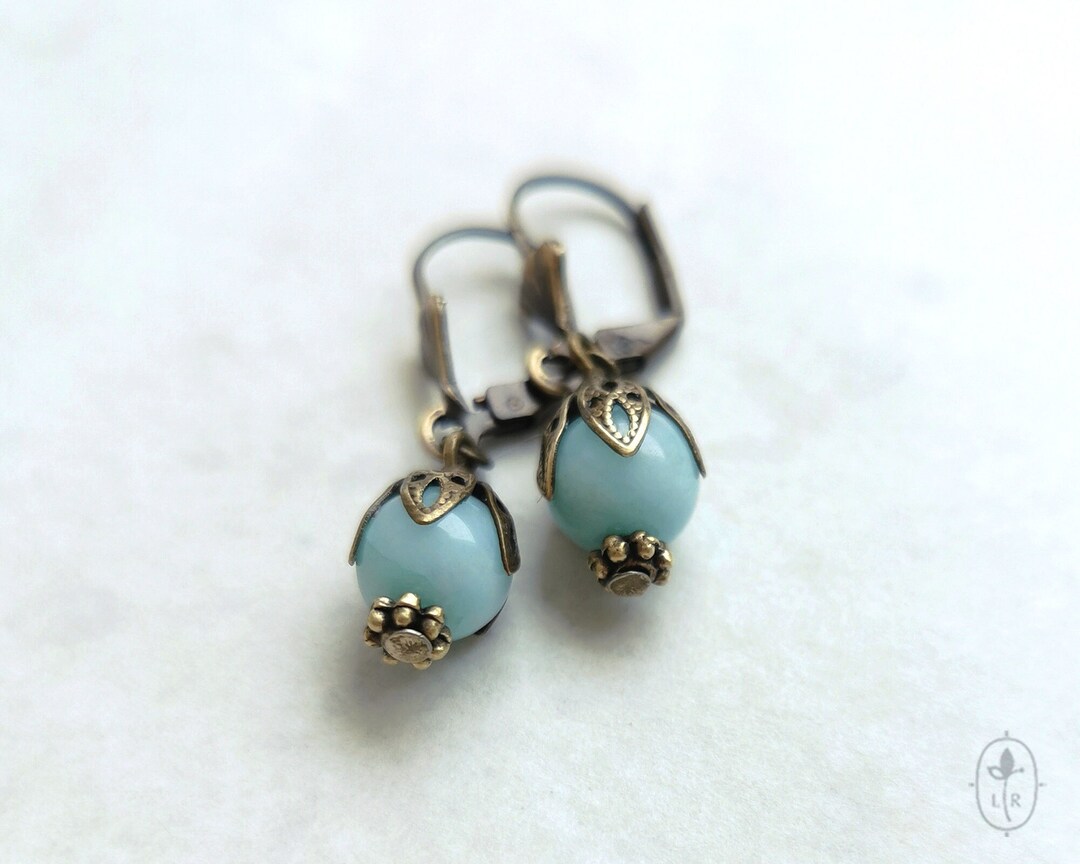 Retro Blue Natural Stone Earrings