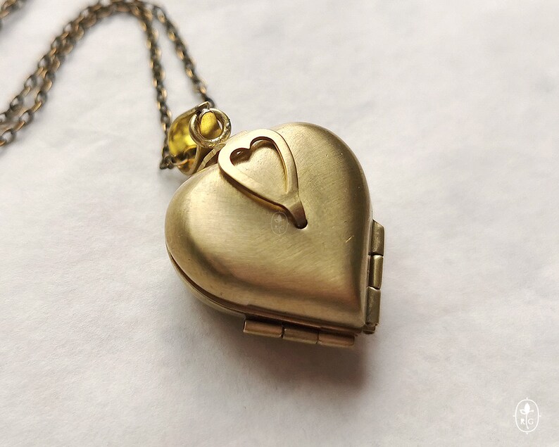 4 photo locket, Heart Locket, Multi photo necklace, Brass heart locket, Anniversary gift, Romantic gift, 30th birthday gift for women image 2