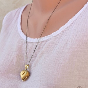 4 photo locket, Heart Locket, Multi photo necklace, Brass heart locket, Anniversary gift, Romantic gift, 30th birthday gift for women image 4