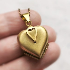 4 photo locket, Heart Locket, Multi photo necklace, Brass heart locket, Anniversary gift, Romantic gift, 30th birthday gift for women image 3