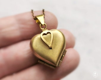 4 photo locket, Heart Locket, Multi photo necklace, Brass heart locket, Anniversary gift, Romantic gift, 30th birthday gift for women