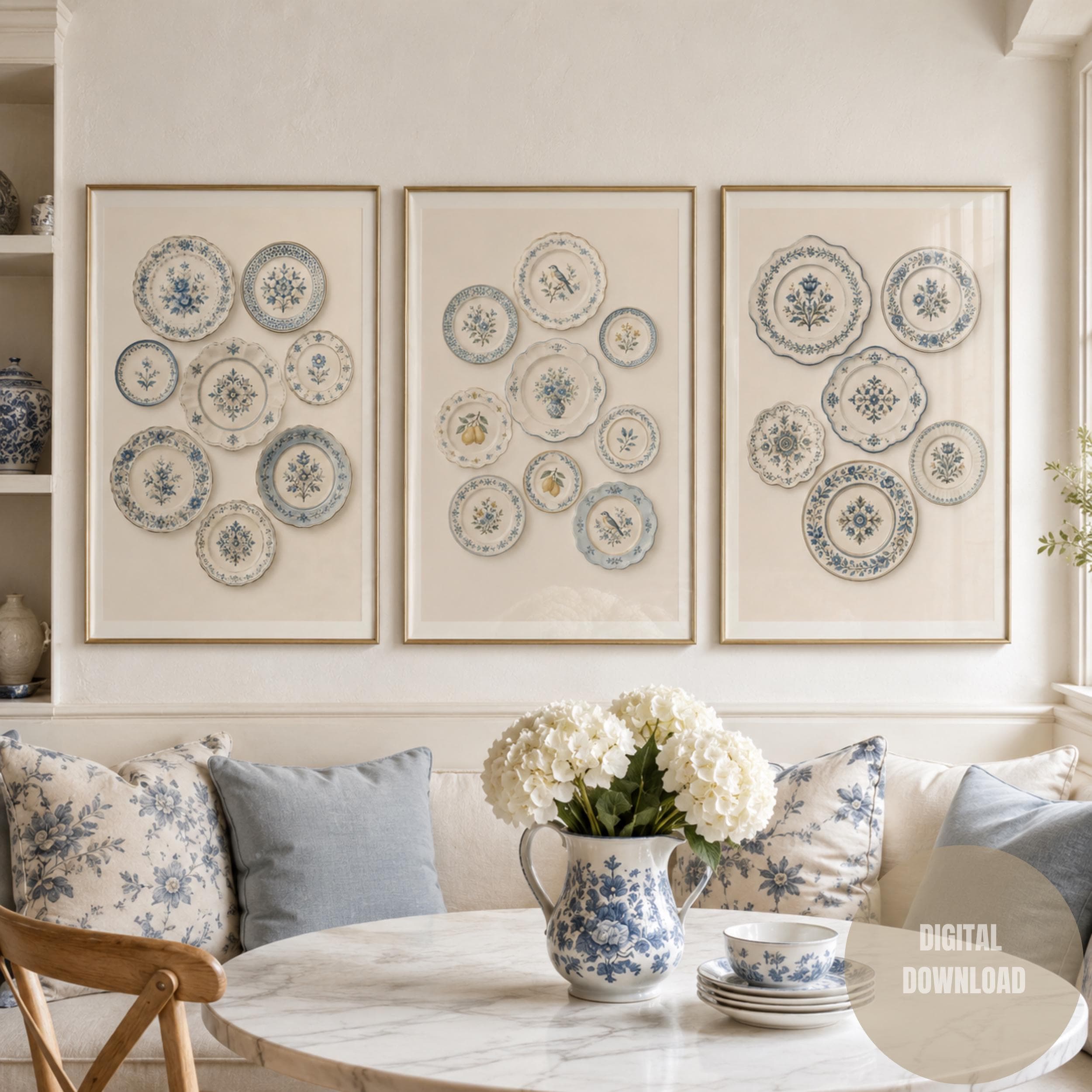 French Blue Vintage Plates - Etsy