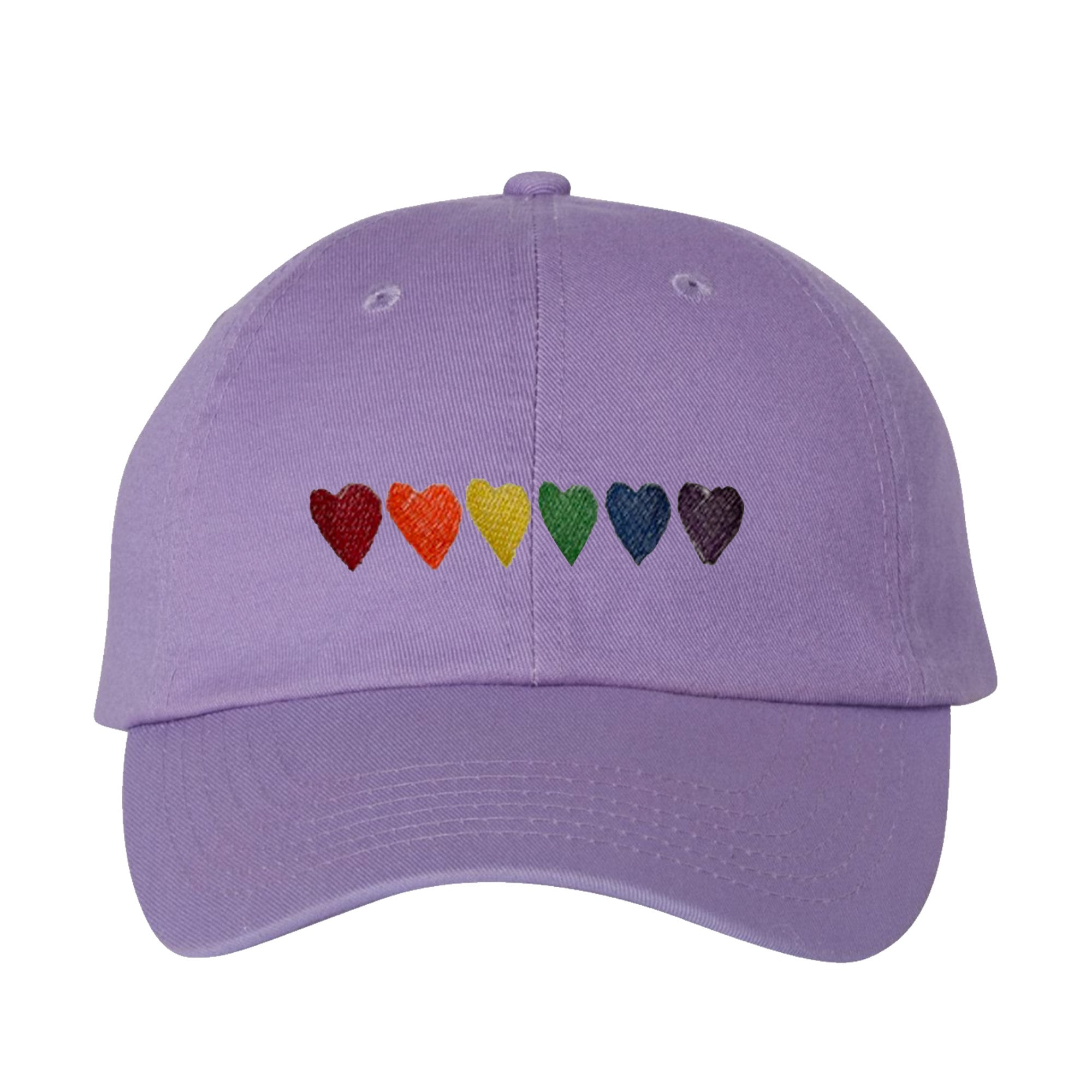 New Custom Designed White Distressed Baseball Cap w Embroidered Rainbow Hearts RAINBOW HEART HAT – Sparta Candle Co main image 3