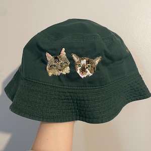 CUSTOM Dog / Cat Portrait Bucket Hat Hand Embroidered | Personalized Gift Idea | Unique Attire | Summer Hat | Budget Friendly Options