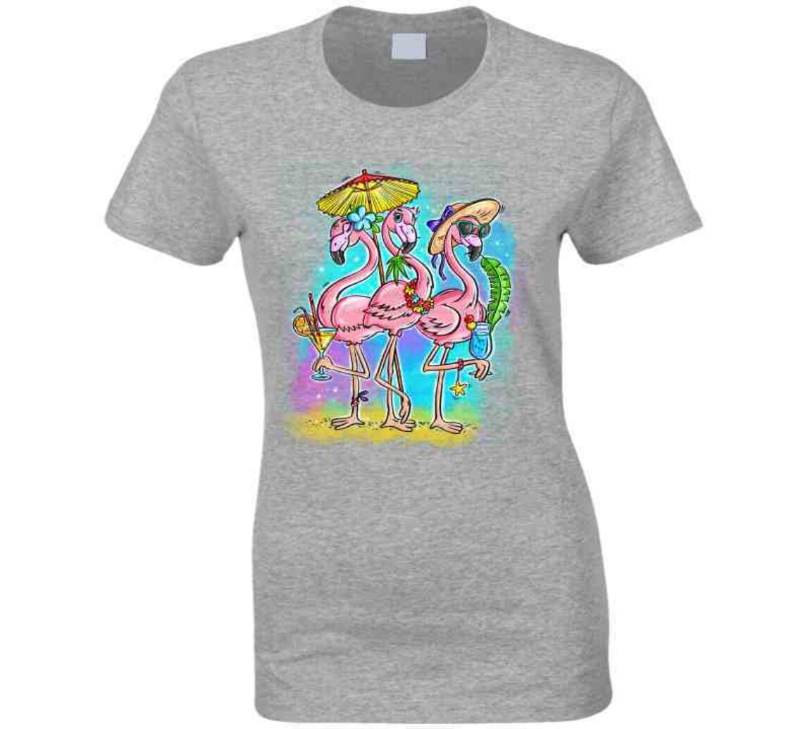 Beach Flamingos Ladies T Shirt Etsy