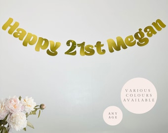Personalised Happy 21st Banner. Birthday Banner Decoration Party Back Drop. All Ages 18th, 21st, 30th, 40th, 50th, 60th