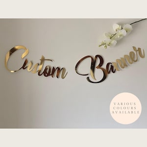 Custom Banner For Any Occasion. Personalised birthday, anniversary, Christmas banner, New Year party decoration Gold, Silver, and Rose Gold.