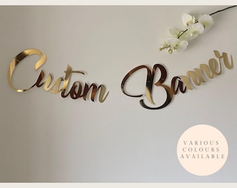 Custom Banner For Any Occasion. Personalised birthday, anniversary, Christmas banner, New Year party decoration Gold, Silver, and Rose Gold.