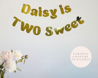 Personalised is TWO Sweet Banner. Party Decoration. Party Back drop. Custom Garland.