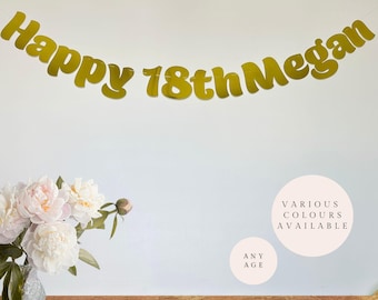 Personalised Happy 18th Banner. Birthday Banner Decoration Party Back Drop. All Ages 18th, 21st, 30th, 40th, 50th, 60th