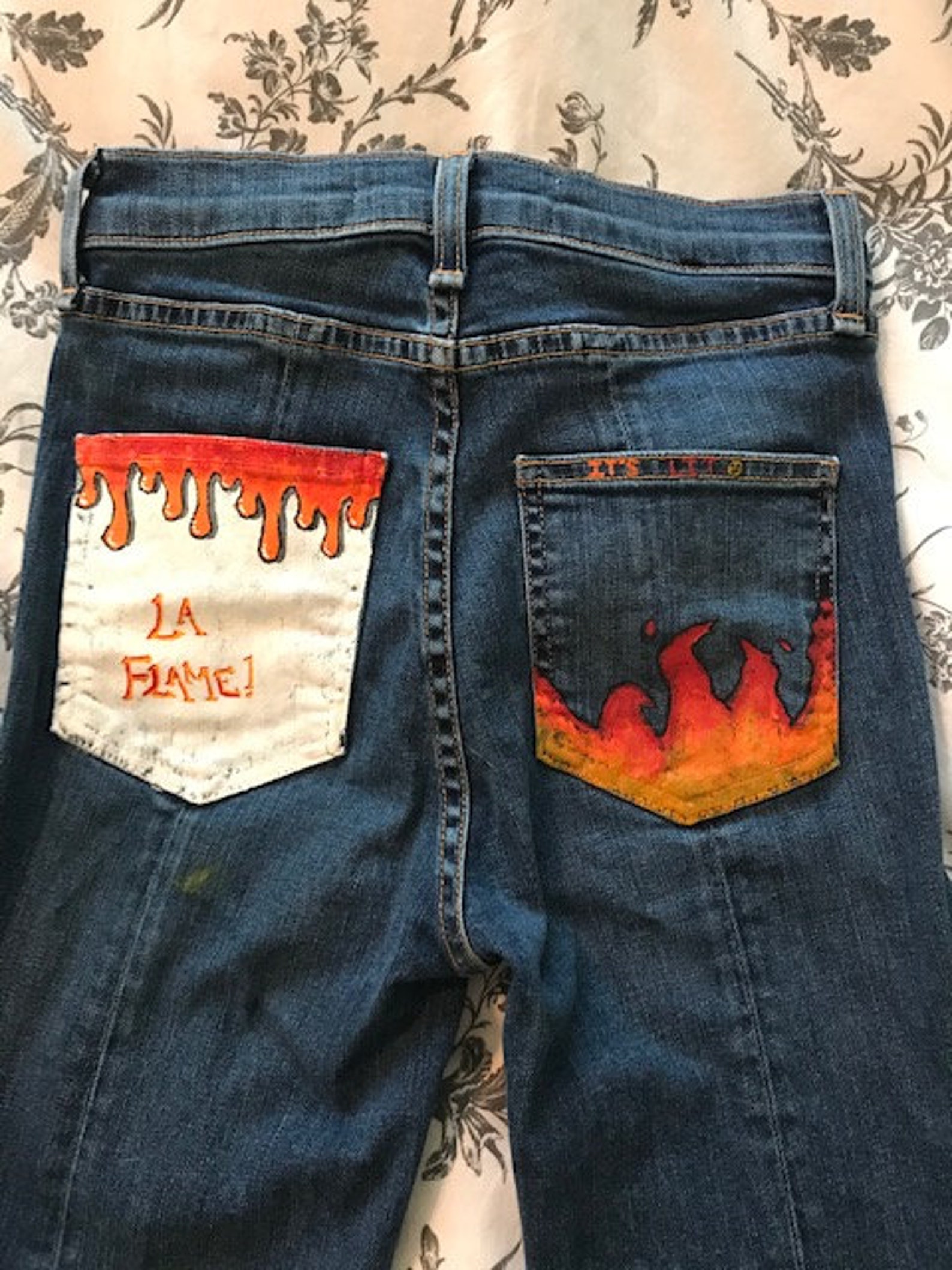 Painted Jeans La Flame | Etsy