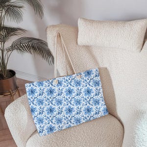 Travel Oversized Tote Bag Mediterrean Pattern Design Vacation Pool Beach Bag Gift For Her Summer Essentials Girls Trip Carryall Honeymoon