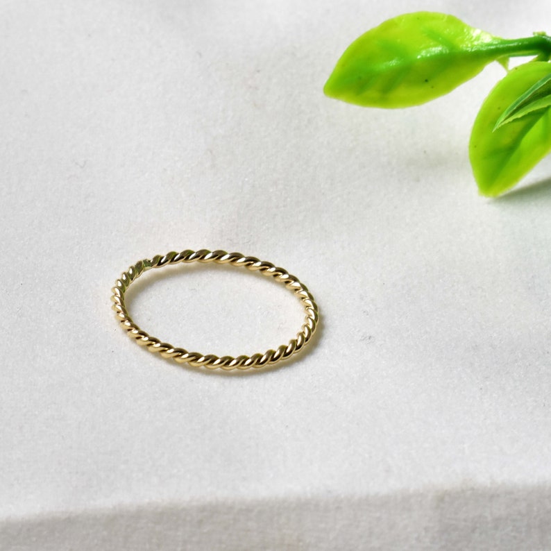10K/14K Solid Gold Twisted Rope Wedding Ring Twist Stacking Etsy