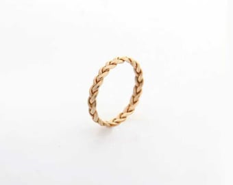 10k gold Ring , Wedding Band for women Stackable Ring Rope Ring , Labour day Gift