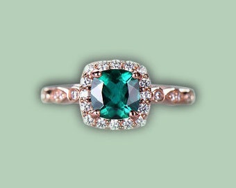 Lab Created Emerald 925 Sterling Silver Ring, Engagement & wedding Ring ,Classis Ring