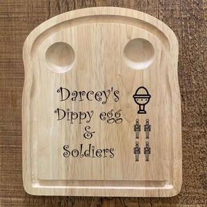 Gepersonaliseerde eier- en toastplank. Egg and Soldiers, Dippy Egg Board voor ontbijt. Pasen, Moederdag, verjaardag, kerstcadeau-idee