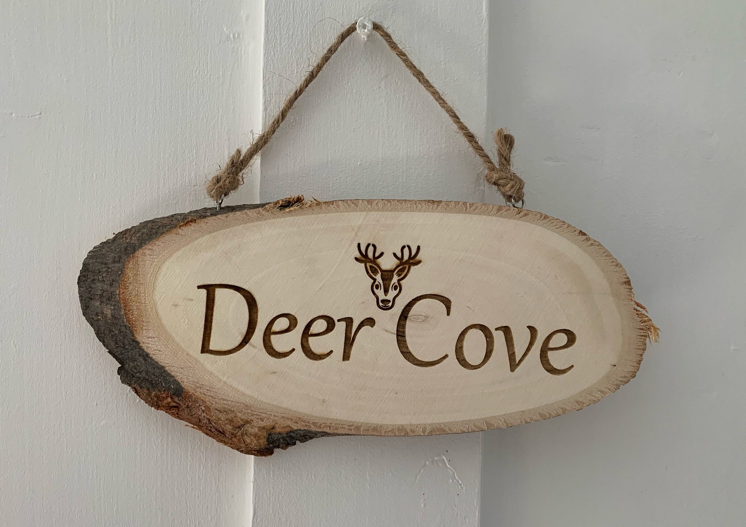 Personalised Log Slice Hanging Door PlaquesSign - Choose Your Own Message