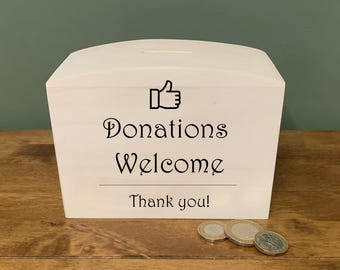 Wooden Money Box For Collecting Donations, Engraved Piggy Bank For Accepting Cash, Ideal For Churches, Charities, Museums, Schools