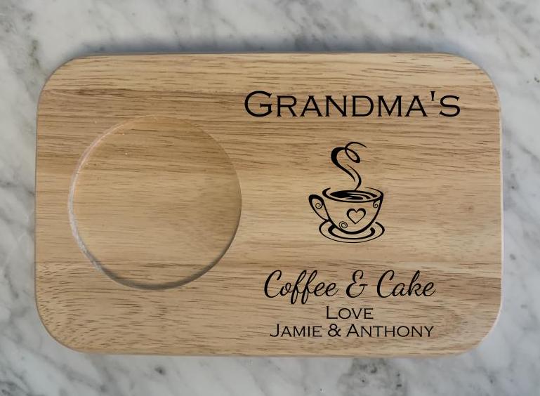 Personalised Wooden Tea And Biscuit Board Gift Idea, Petsonalised Tea Board, Coffee Serving Tray, Engraved Birthday And Christmas Present.