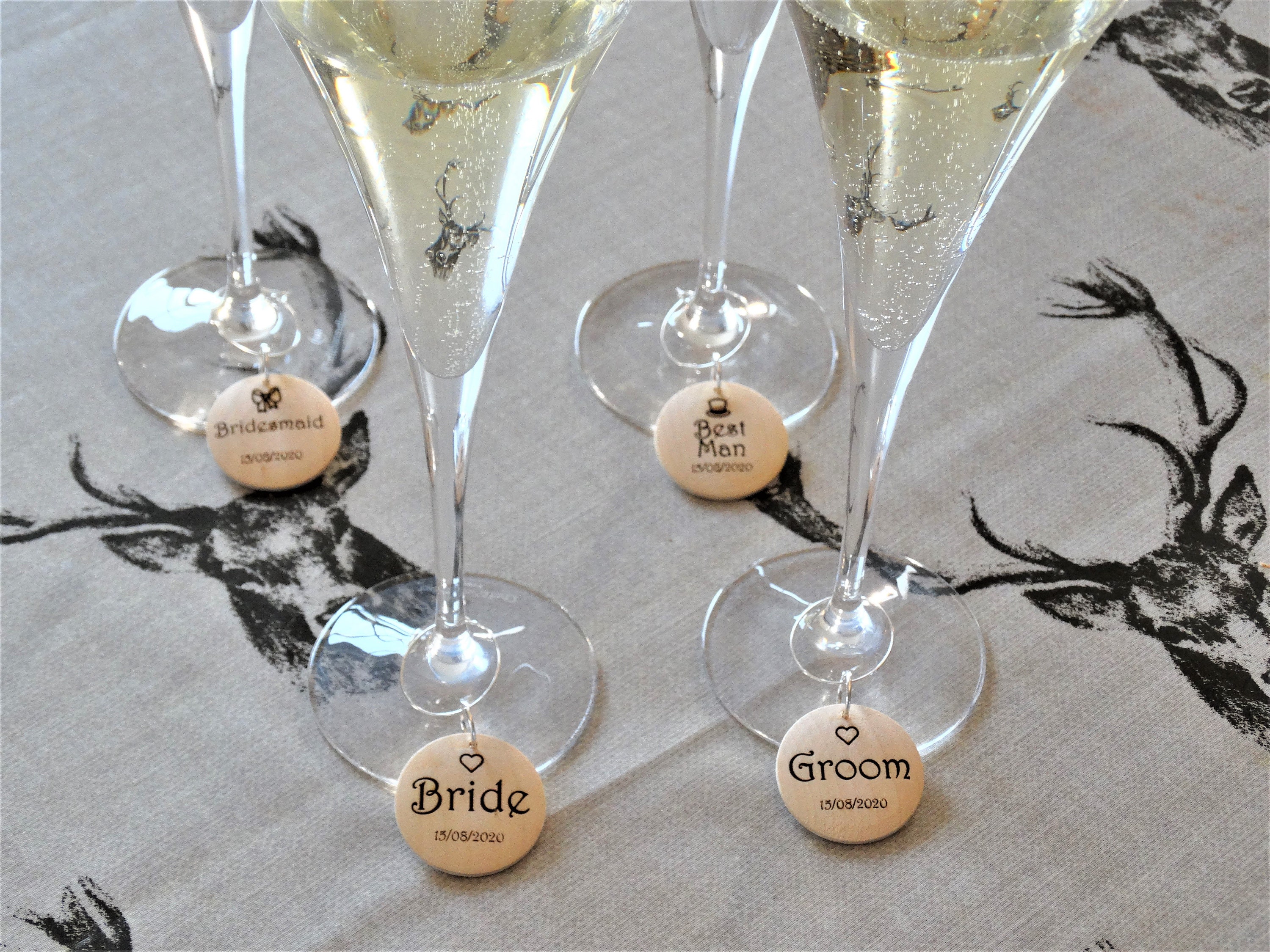 Wedding Wine Glass Charms Beautifully Engraved and Etsy UK