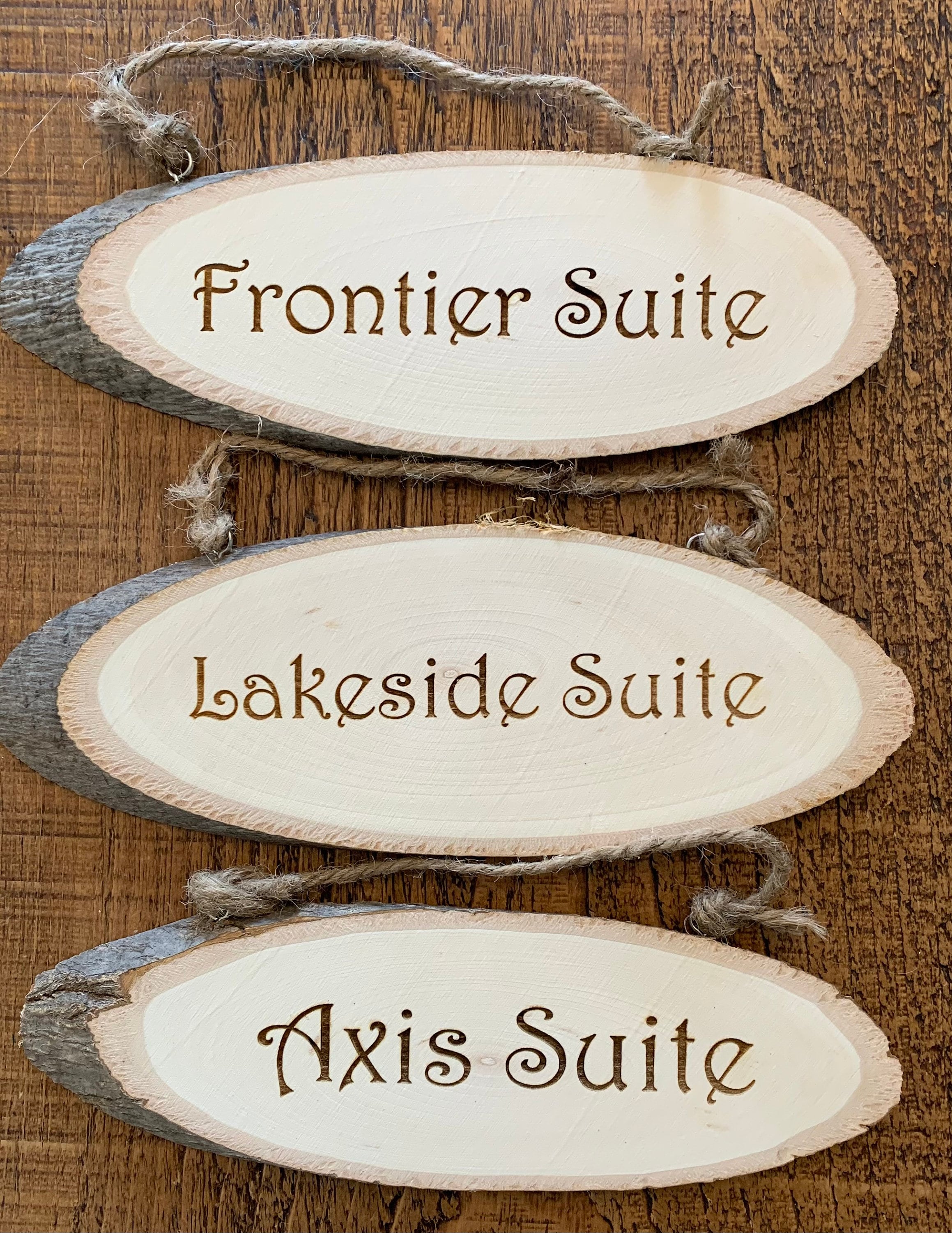 Personalised Log Slice Hanging Door PlaquesSign - Choose Your Own Message