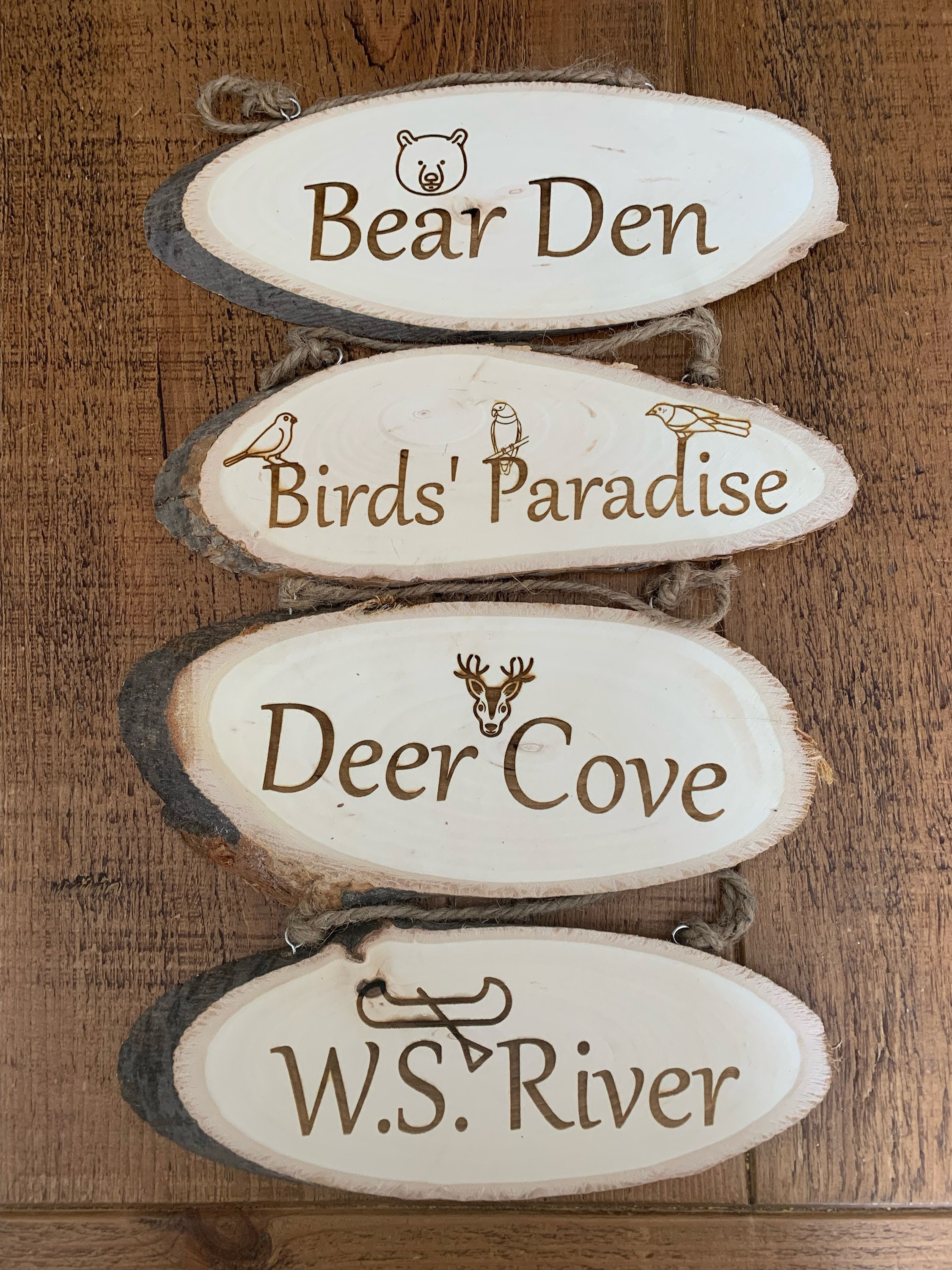 Personalised Log Slice Hanging Door PlaquesSign - Choose Your Own Message