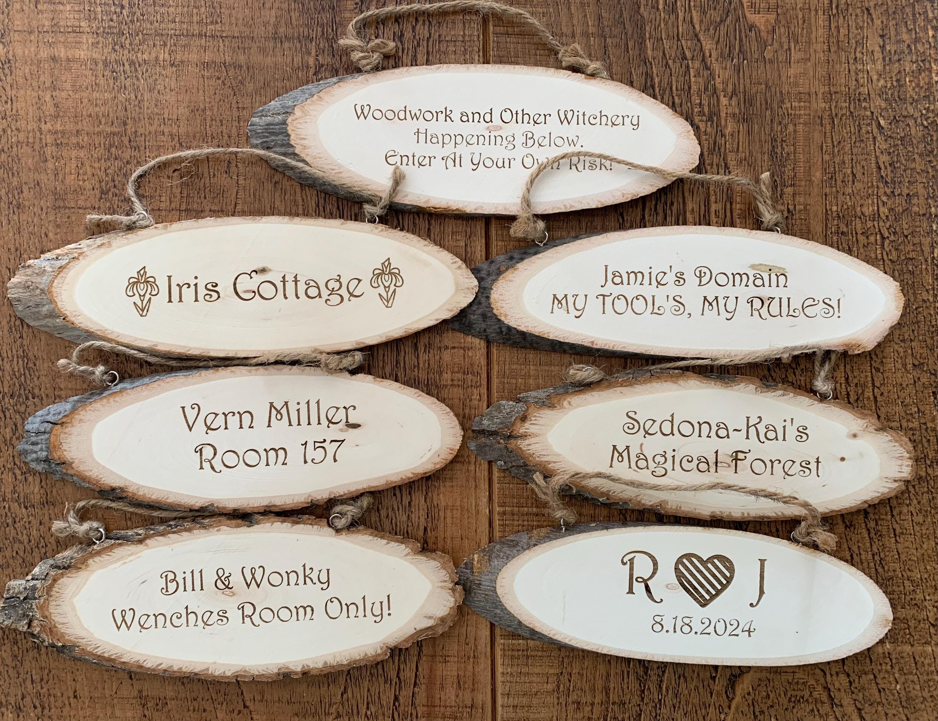 Personalised Log Slice Hanging Door PlaquesSign - Choose Your Own Message