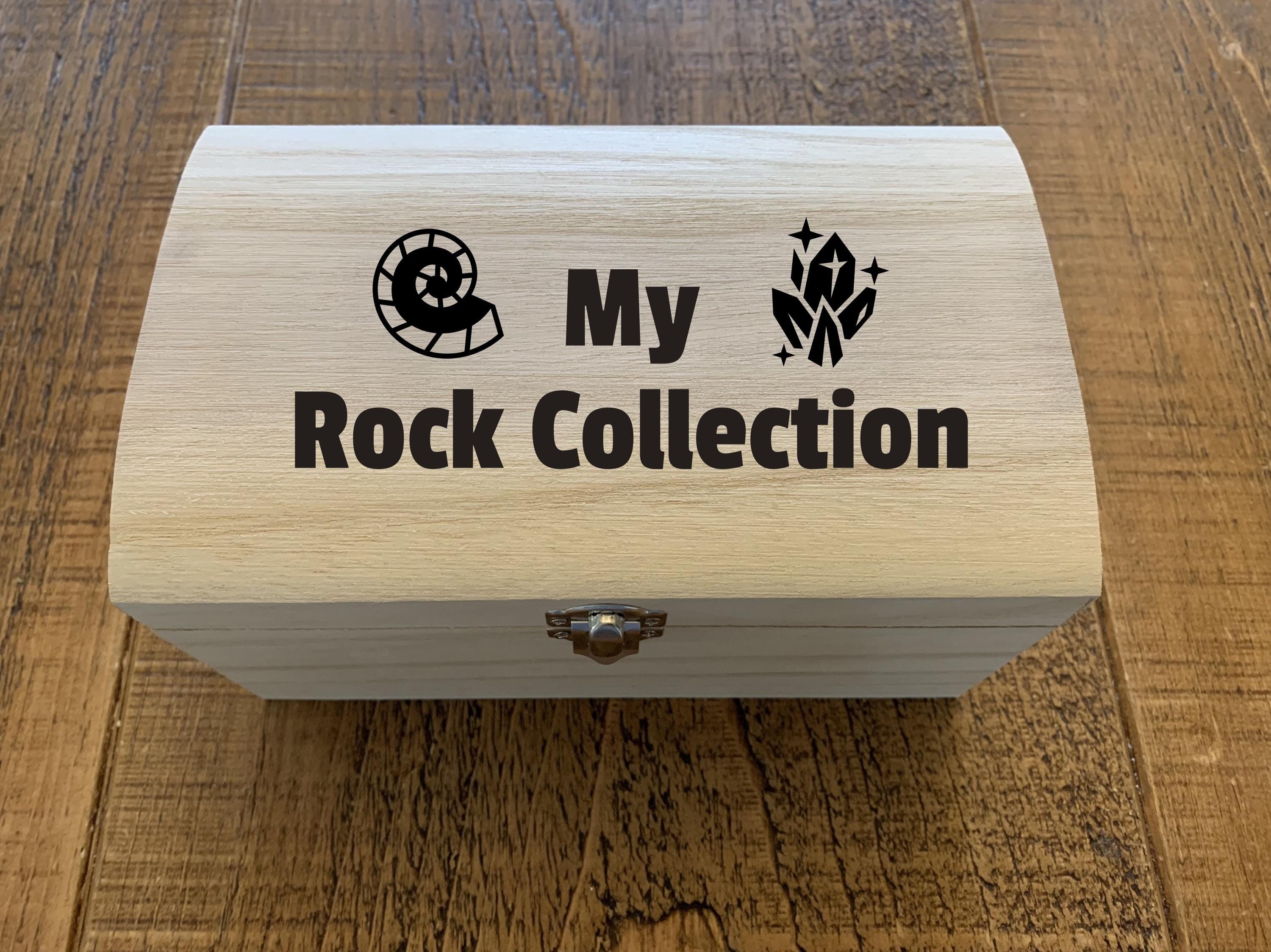 Personalised Rock Collection Box for Kids – Engraved Name, Fossil ...