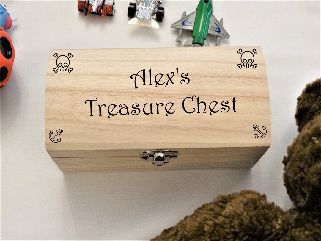 Personalised Wooden Treasure Chest Engraved With a Name Etsy