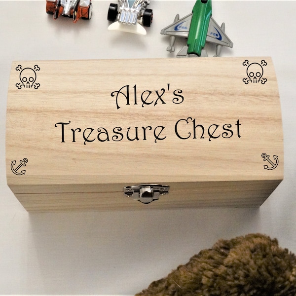 Personalised Wooden Treasure Chest - Engraved with a Name
