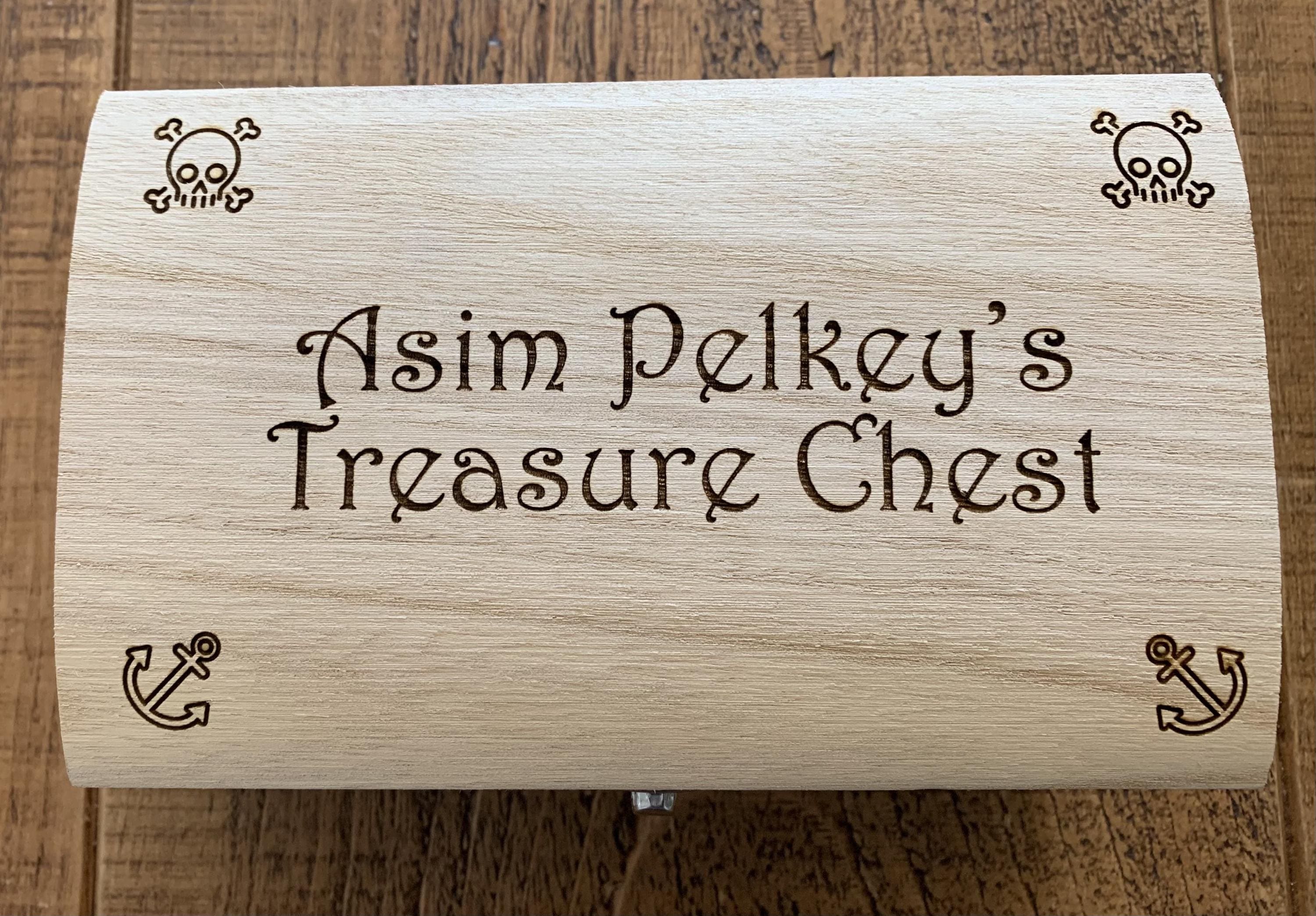 Personalised Wooden Keepsake Box Gift, Pirate Treasure Chest Gift For Child, Trinkets Collectibles Memory Box