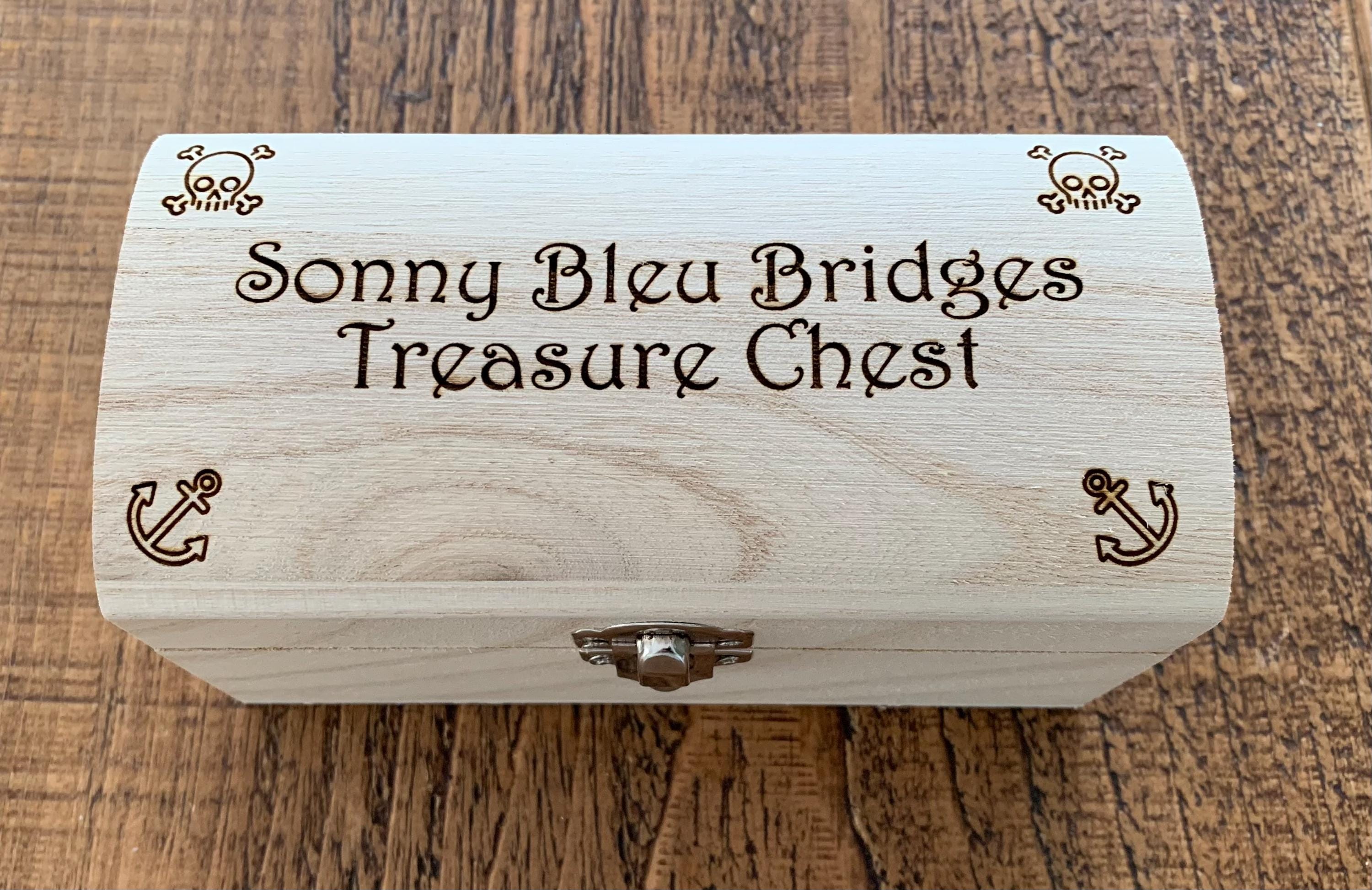 Personalised Wooden Keepsake Box Gift, Pirate Treasure Chest Gift For Child, Trinkets Collectibles Memory Box