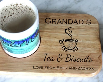 Personalised Serving Board for Tea and Biscuits, Coffee and Cookies, Milk and Muffins. Engraved Person's Name, Treat