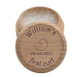 Baby's First Curl Box - Solid Wood Box for their First Haircut, Engraved with your Child's Name & Date