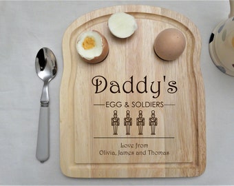 Personalised Boiled Egg and Soldiers Wooden Serving Board - Daddy's Egg Design