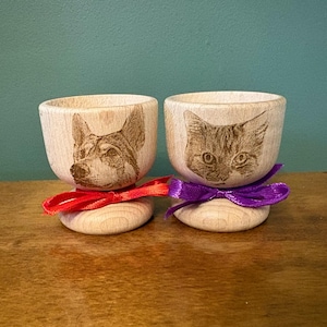 Custom Pet Photo Egg Cup, Personalised Wooden Gift for Animal Lovers and Easter