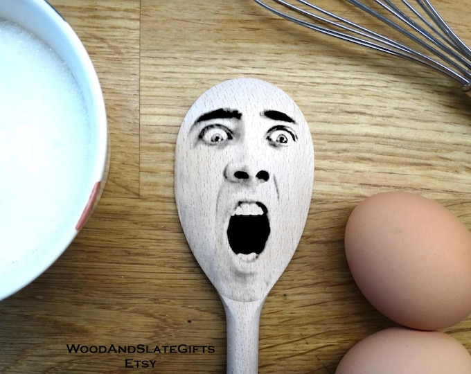 Personalised Face Engraved Wooden Spoon Features, Funny Custom Photo Spoon, Best Friend, Boyfriend Gift, Unique Housewarming & Birthday Gift