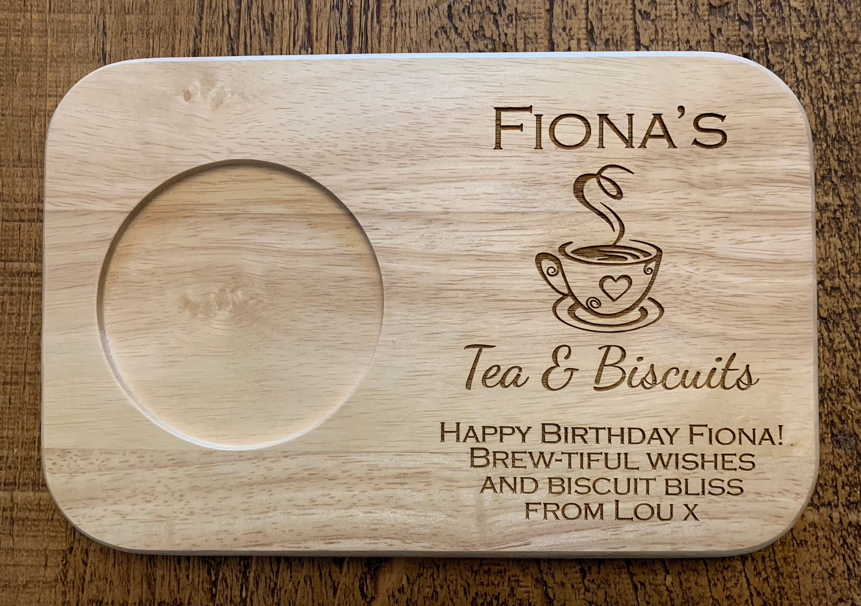 Personalised Wooden Tea And Biscuit Board Gift Idea, Petsonalised Tea Board, Coffee Serving Tray, Engraved Birthday And Christmas Present.