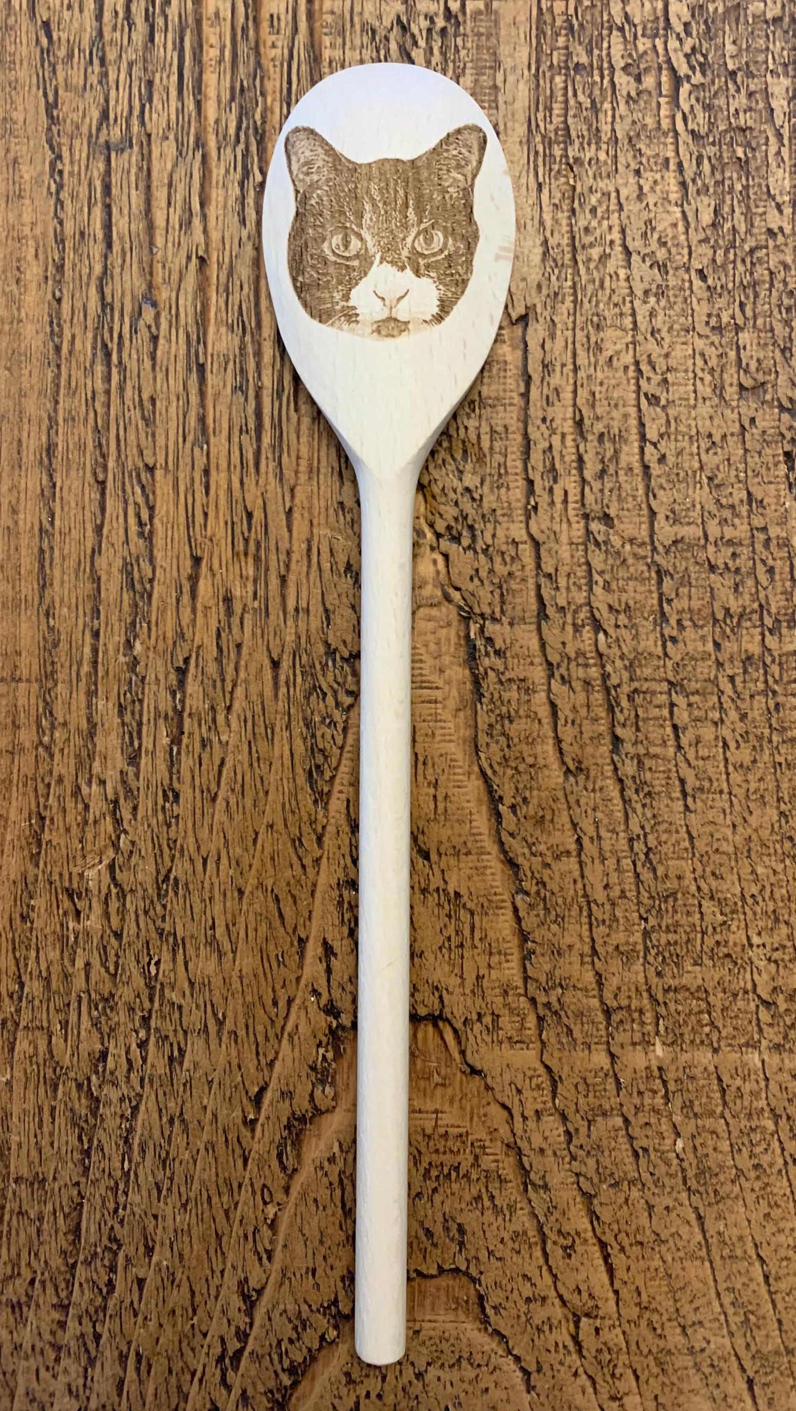 Your Pet&#39;s Face Engraved on a Wooden Spoon! Fun, unique and quirky gift!