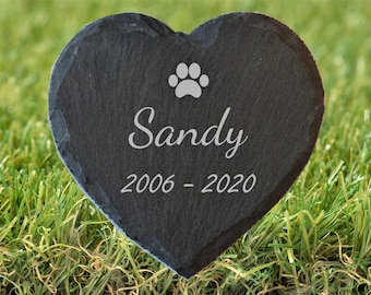 Personalised Pet's Memory Slate Heart - Engraved With Your Pet's Name and Dates