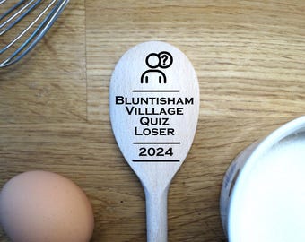 Quiz Loser Wooden Spoon for Last Place, Village & Pub Quiz Booby Prize, Competitions, Golf Tournaments