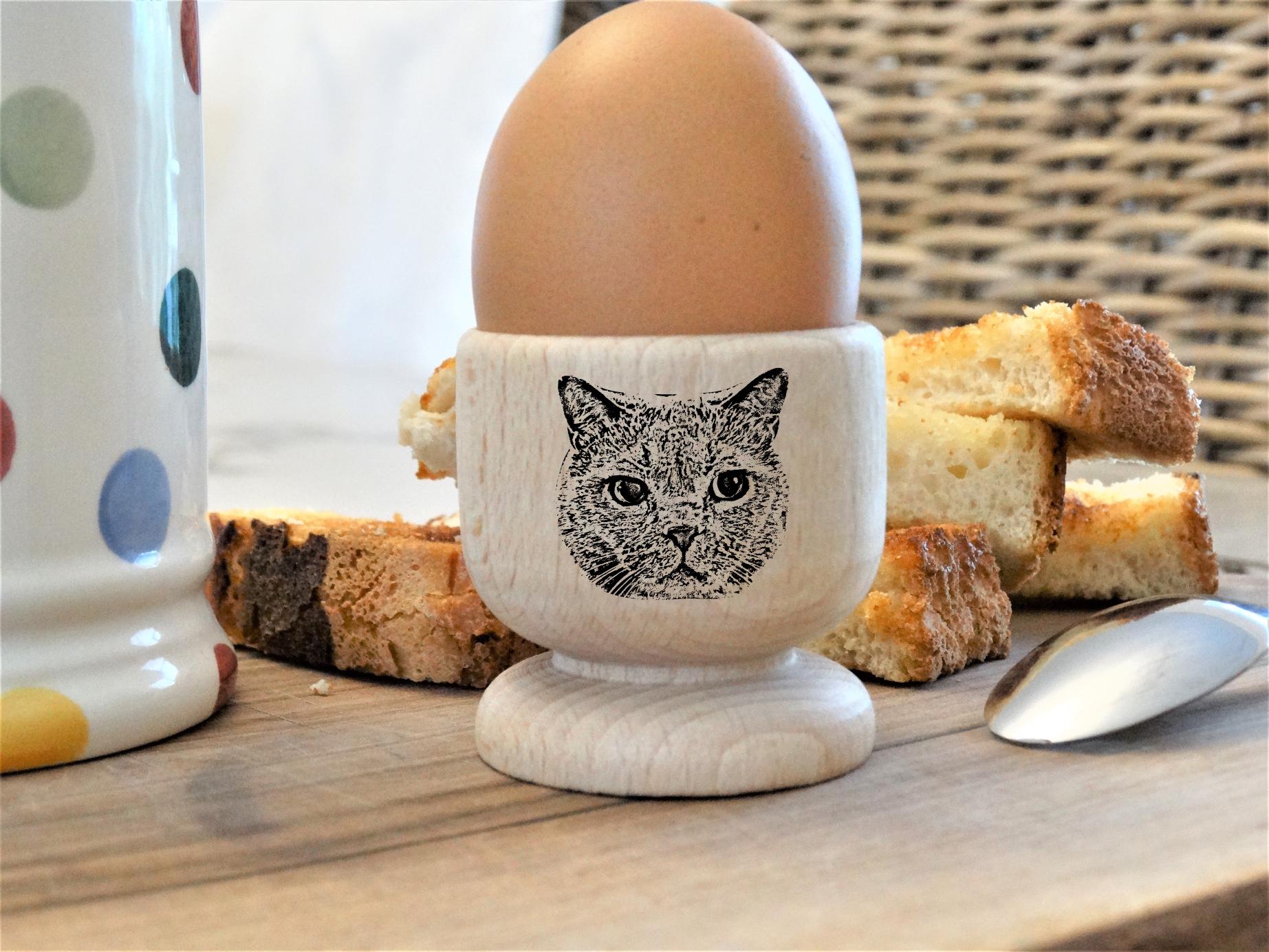 Pet's Face Engraved on Wooden Egg Cups, Cat Dog Rabbit Horse Guinea Pig Hamster, Unique Gift for Friends Family